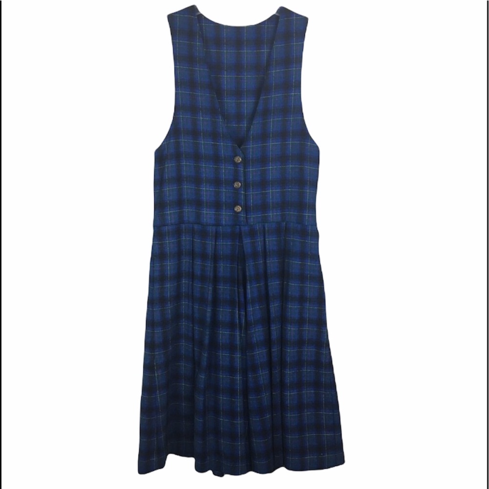 Vintage handmade wool tartan plaid culotte romper